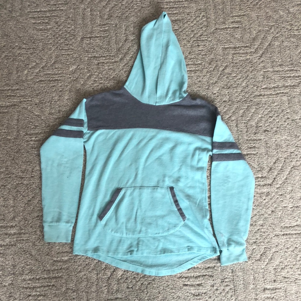 Blue grey hoodie with front pockets SO girls 12
